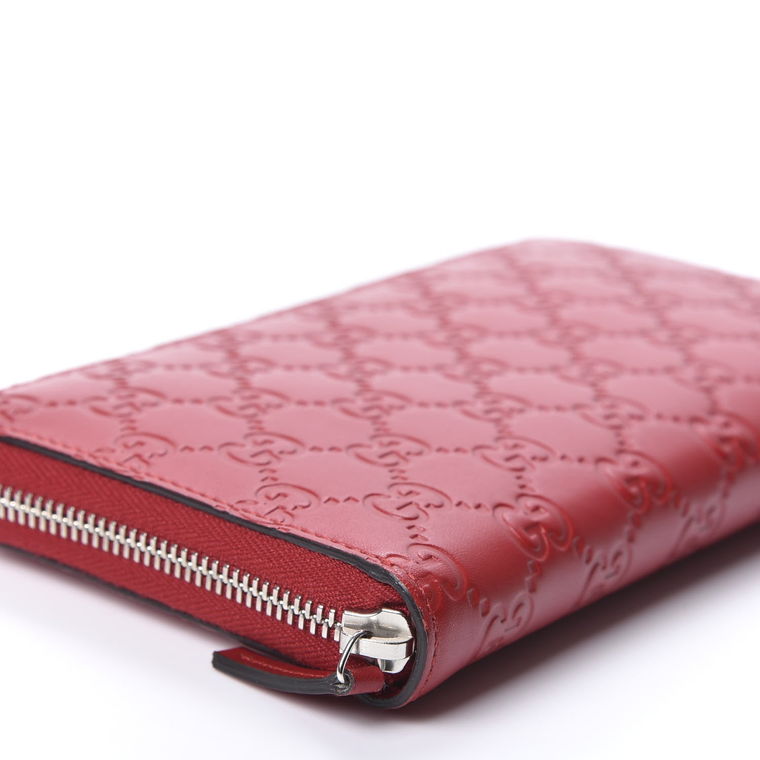 Gucci Guccissima Signature Zip Around Organizer Wallet Hibiscus Red 5 of 10