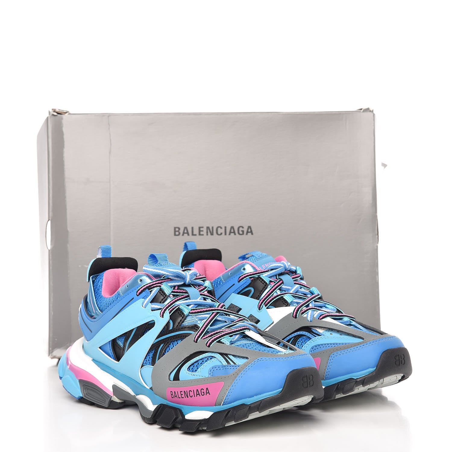 Balenciaga Mesh Nylon Womens Track Sneakers 41 Blue Black 8 of 8