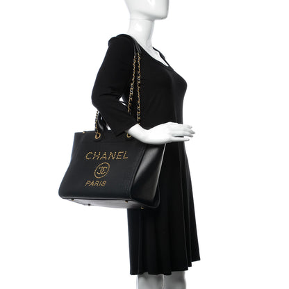 Chanel Caviar Small Studded Deauville Tote Black 3 of 9