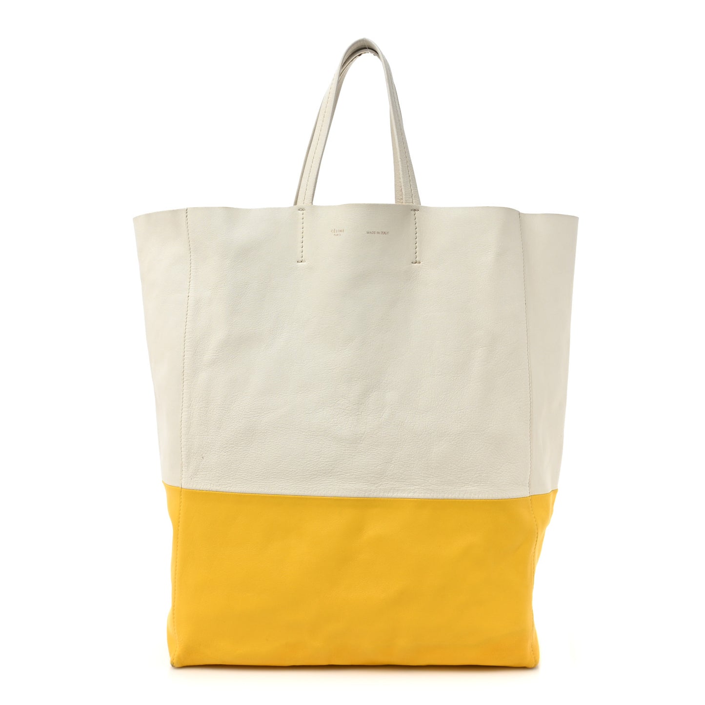 Lambskin Vertical Bi-Cabas White Sun Yellow