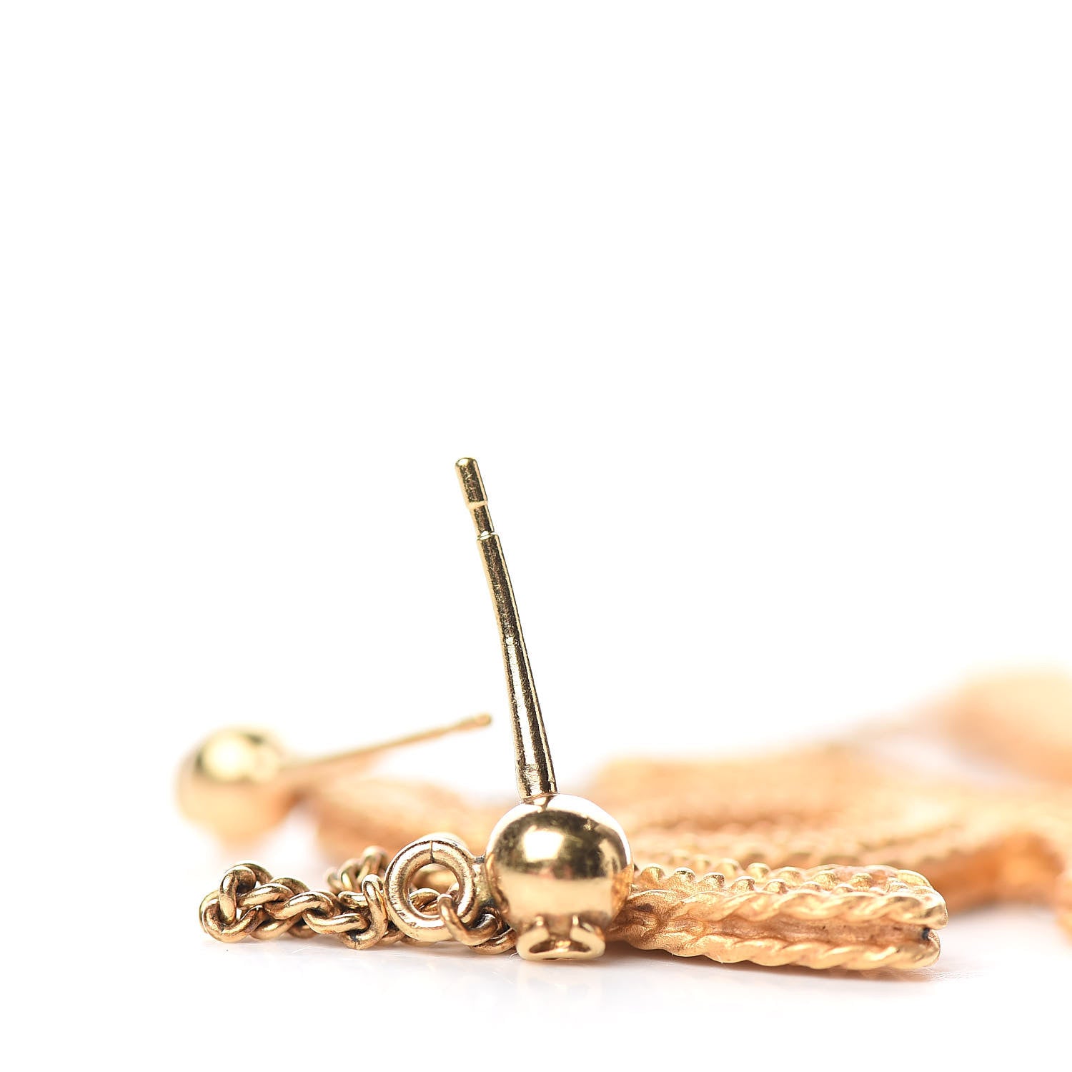 Chanel CC Drop Earrings Matte Gold 7 of 9