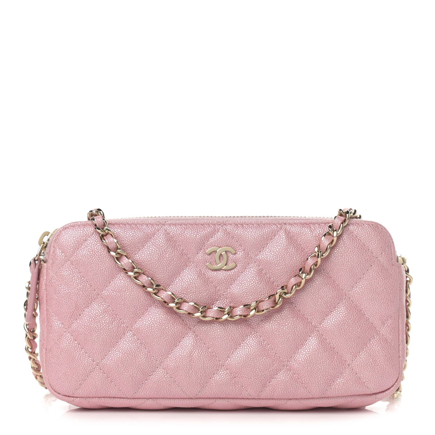 Chanel Iridescent Caviar Quilted Small Clutch With Chain Pink 1 of 16