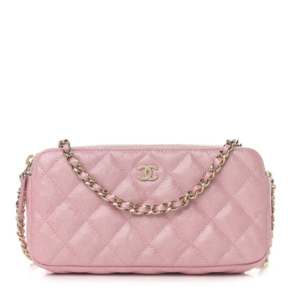 Chanel Iridescent Caviar Quilted Small Clutch With Chain Pink 1 of 16