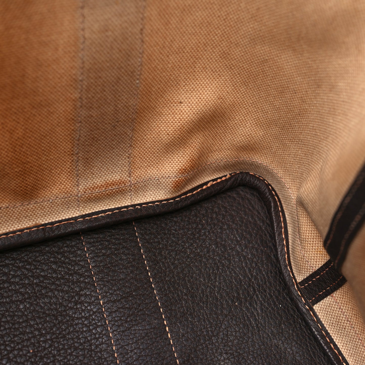 Toile Buffle Gala Garden Party Tote 36 MM Marron Fonce