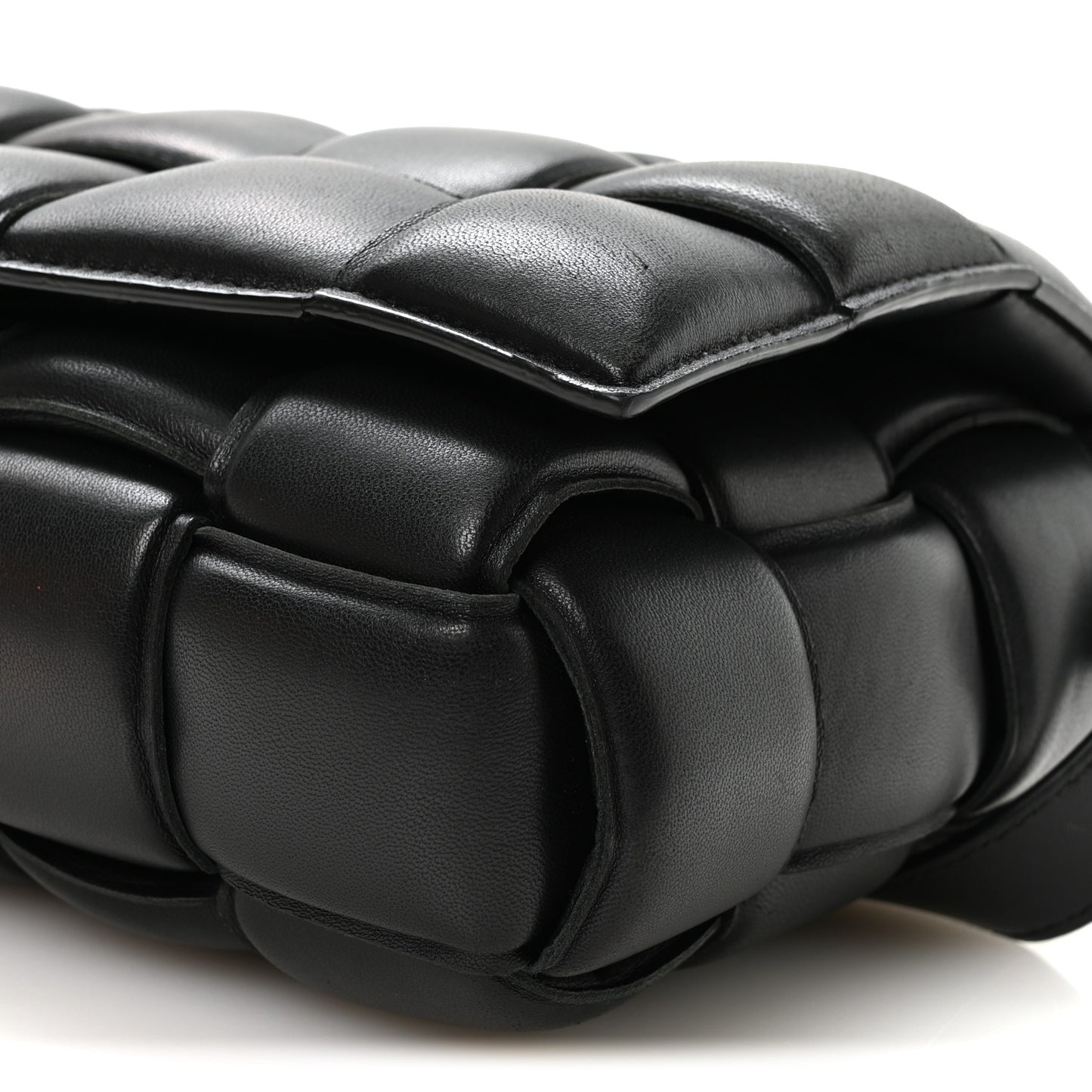 Nappa Maxi Intreccio Padded Cassette Crossbody Bag Black