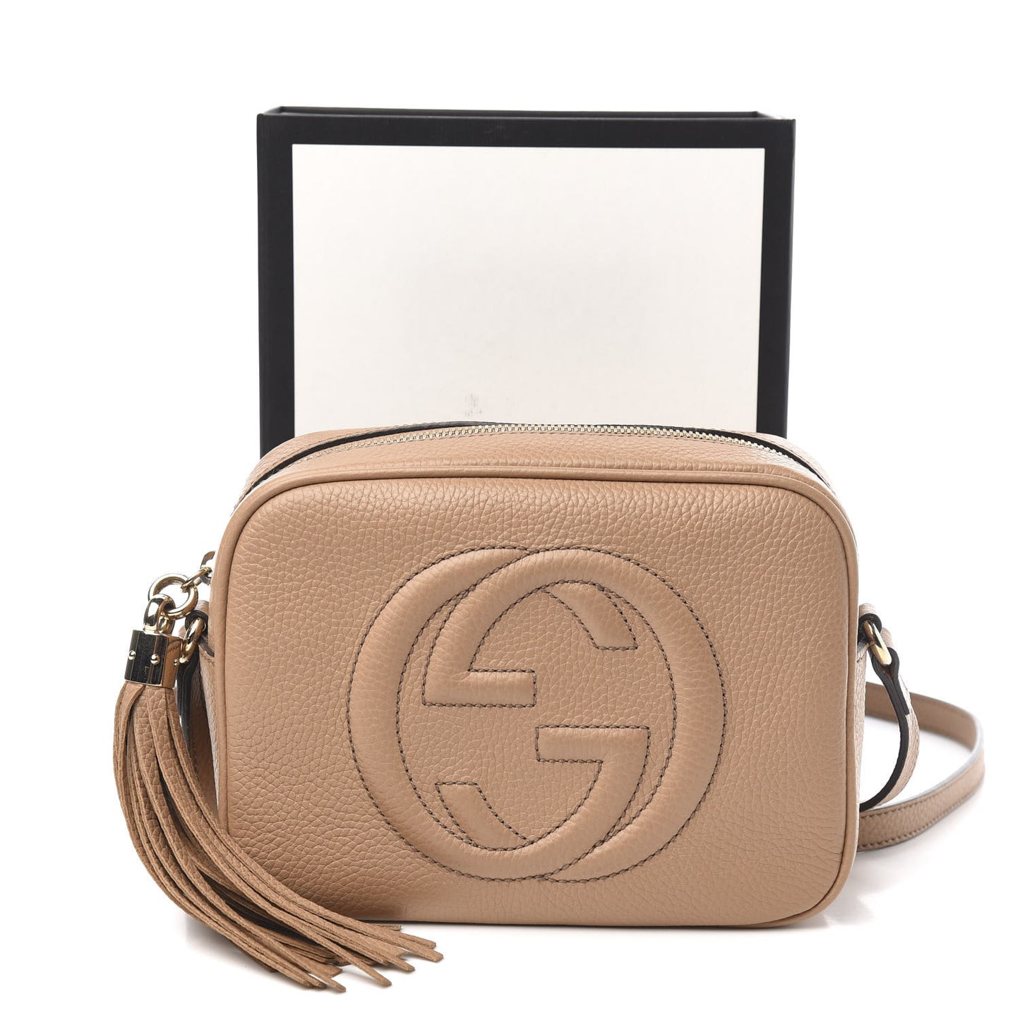 Pebbled Calfskin Small Soho Disco Bag Rose Beige