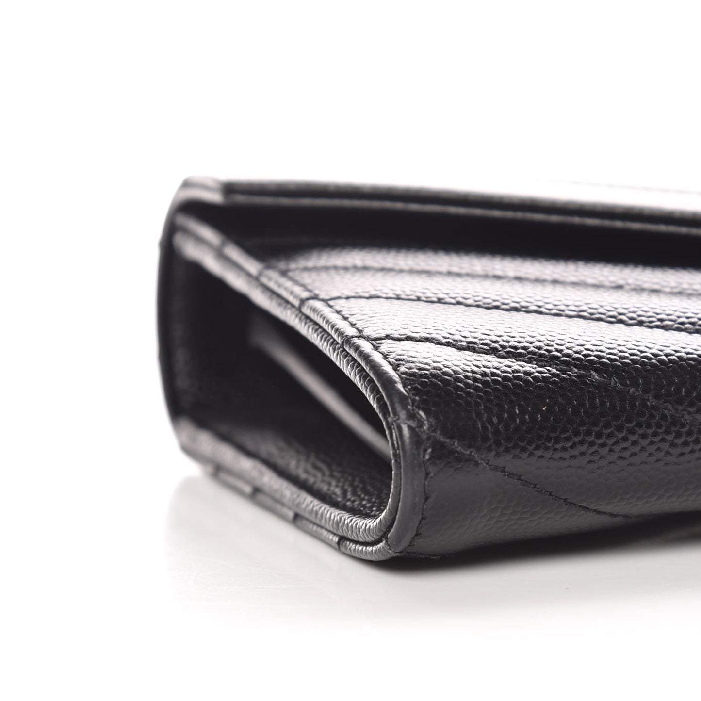 Grain De Poudre Matelasse Chevron Monogram Flap Wallet Black