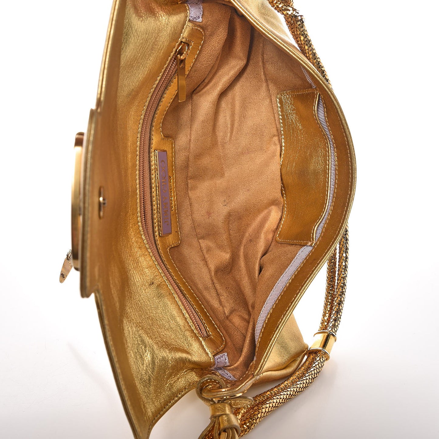 Metallic Lambskin Tulita Evening Bag Gold