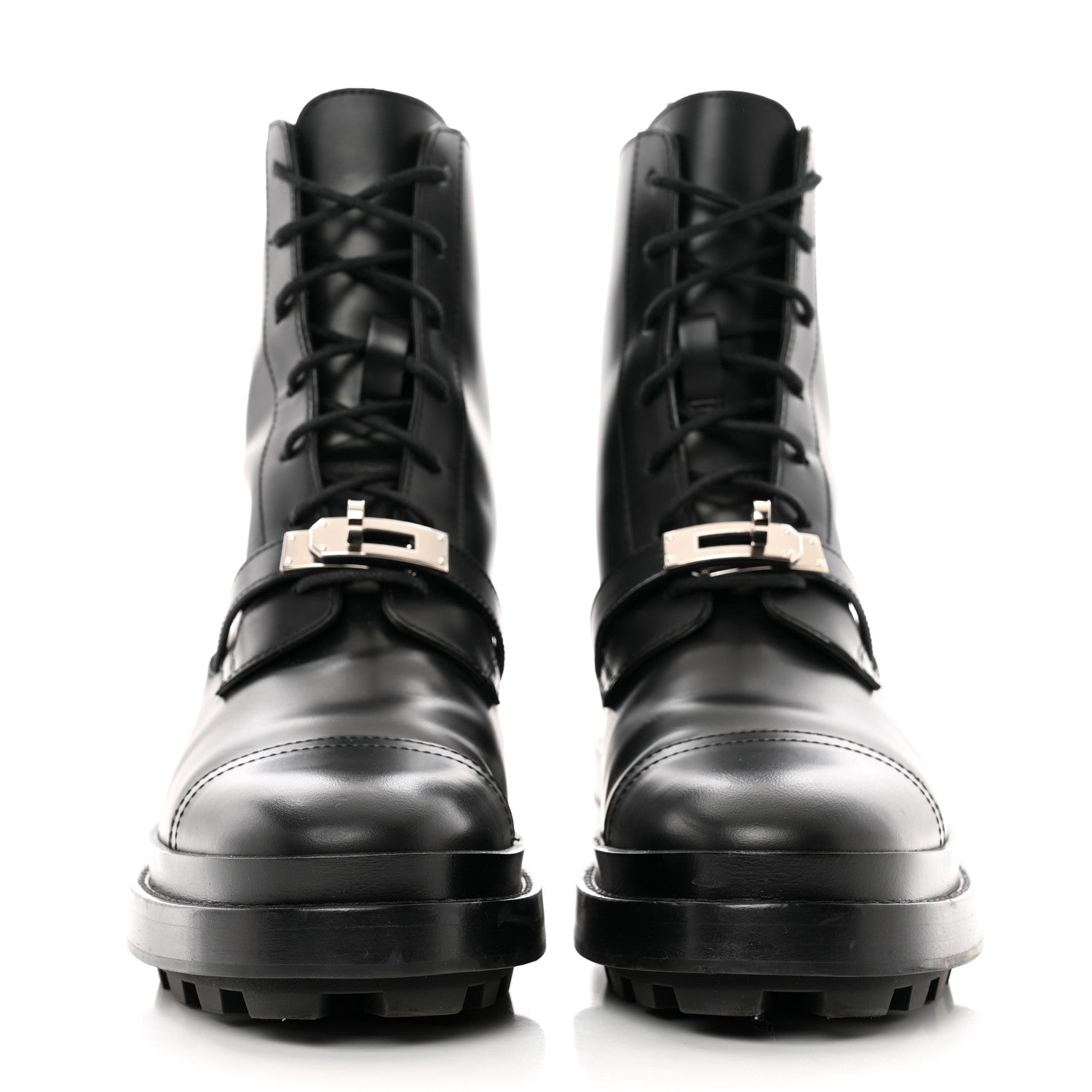 Hermes Glossed Calfskin Funk Ankle Boots 37.5 Black 2 of 8