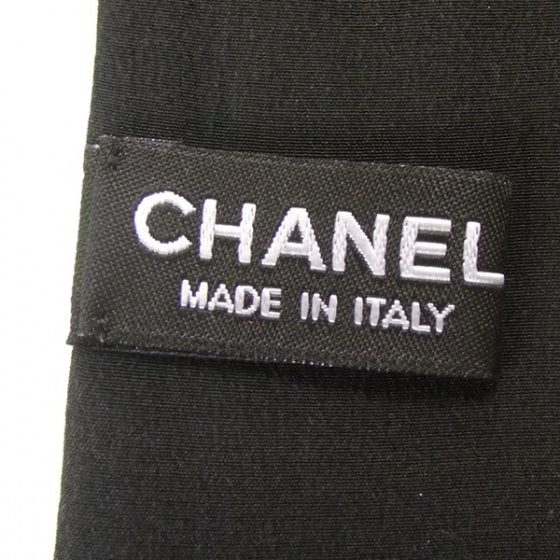 Chanel Long Silk CC Logo Stitched Scarf Black 4 of 5
