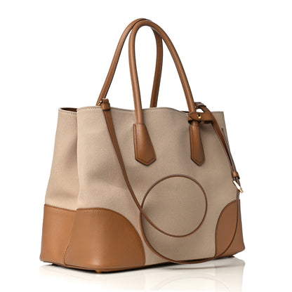 Prada Canapa Saffiano Large Double Bag Corda Caramel 2 of 13
