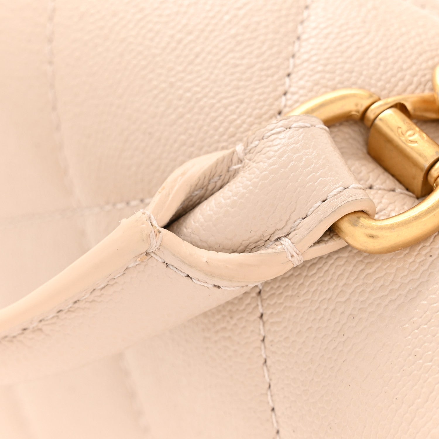 Chanel Shiny Caviar Quilted Mini Top Handle Flap Ecru 12 of 12