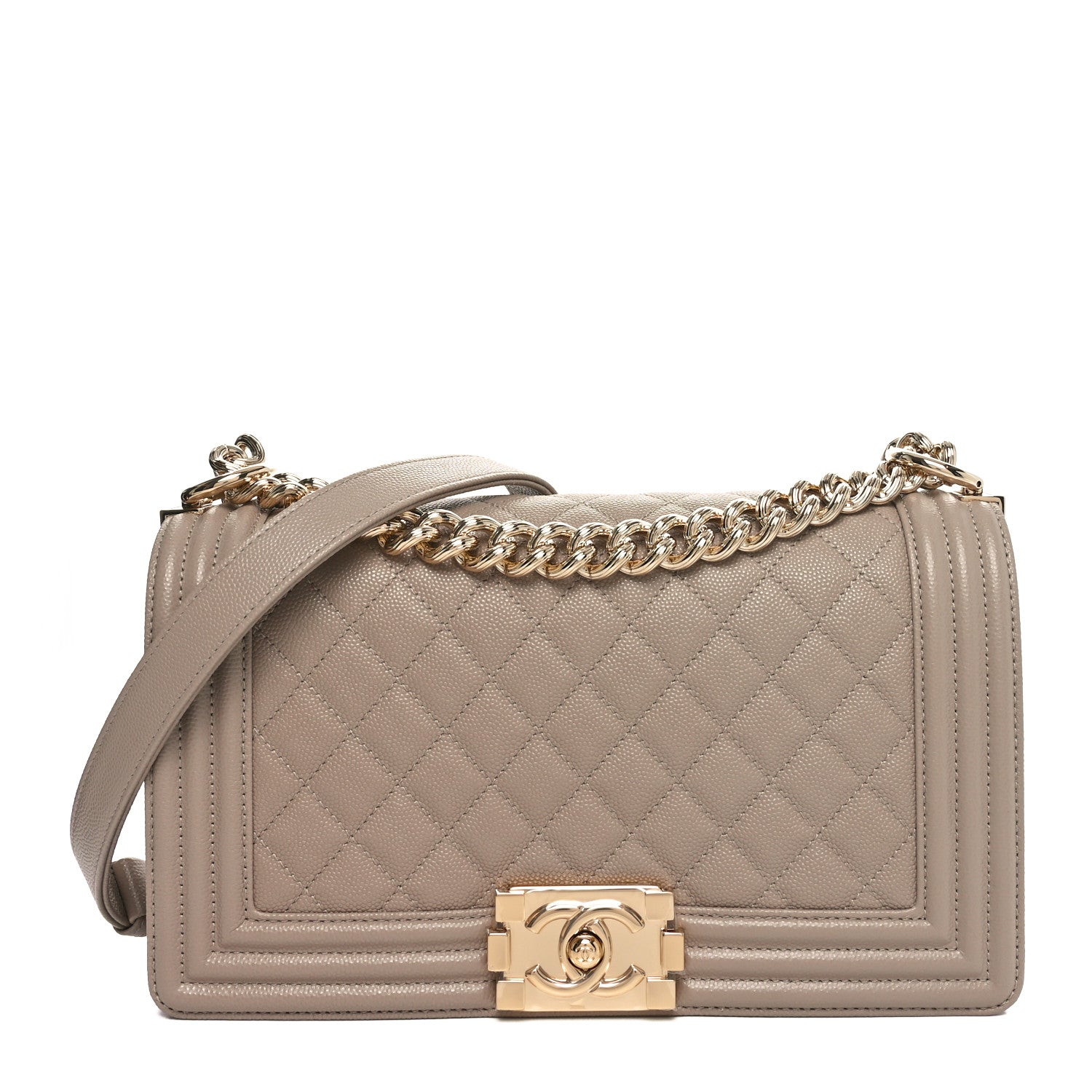 Chanel Caviar Quilted Medium Boy Flap Dark Beige 1 of 11