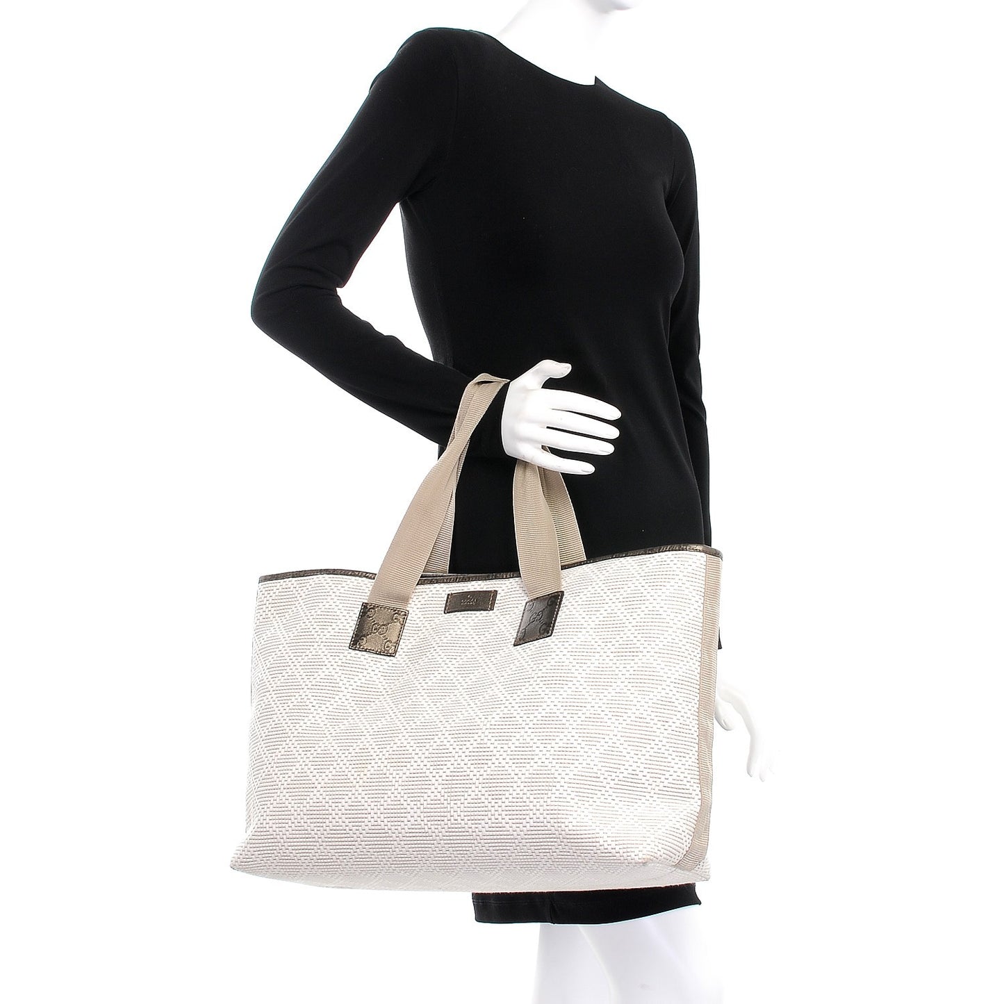 Woven Raffia Diamante Tote White