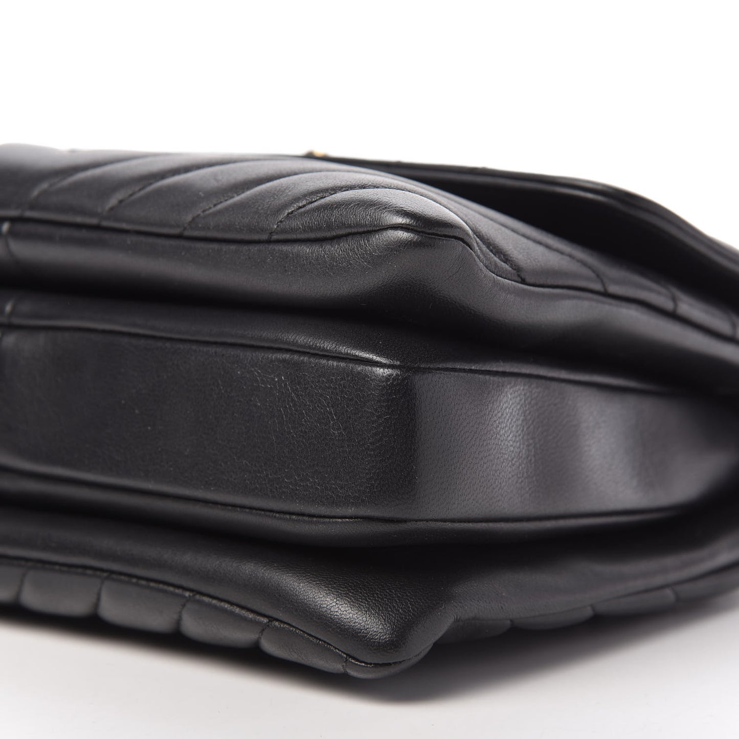 Lambskin Chevron Quilted Small Trendy CC Dual Handle Flap Bag Black
