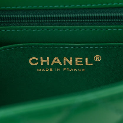 Chanel Lambskin Quilted Mini Top Handle Rectangular Flap Green 6 of 10