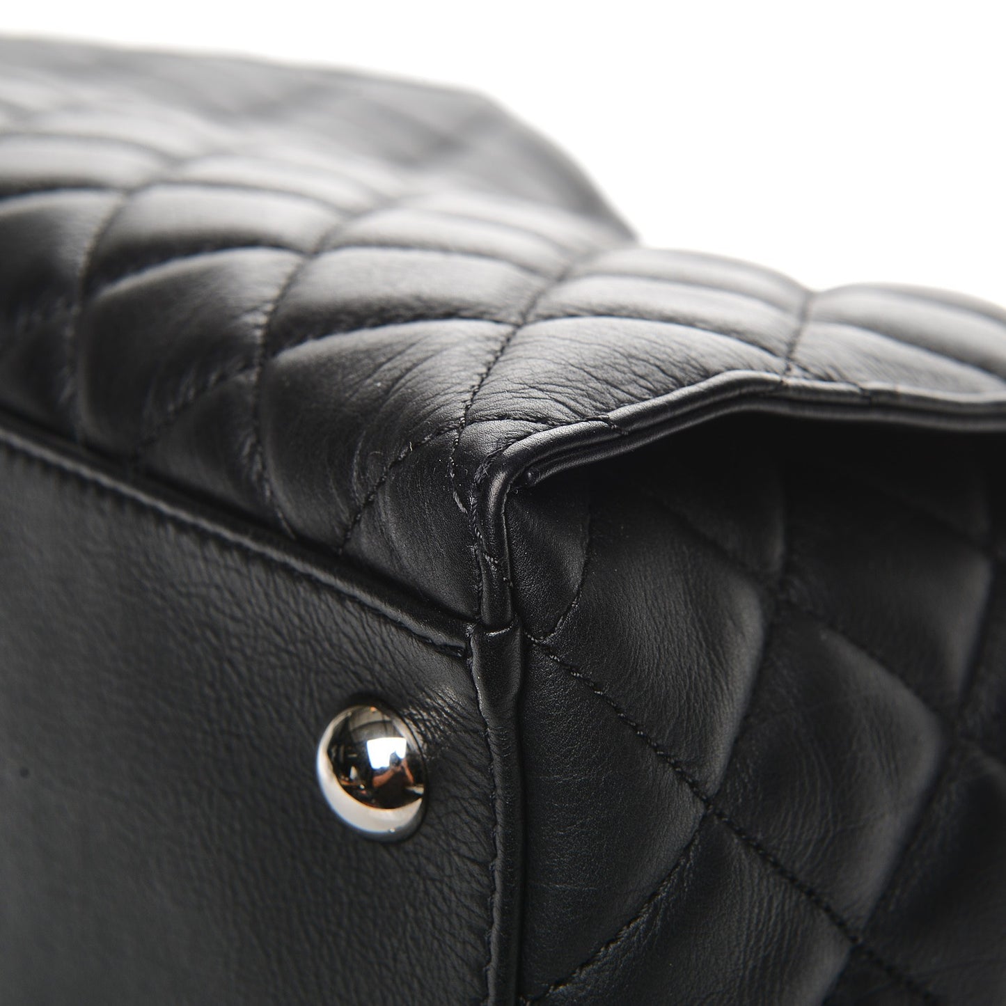 Calfskin Quilted Large Chic and Soft Shopping Tote Black