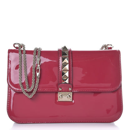 Valentino Garavani Patent Large Glam Lock Rockstud Flap Cyclamin 1 of 6