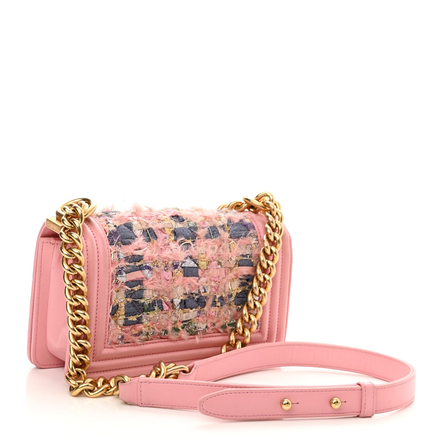 Chanel Lambskin Tweed Quilted Small Boy Flap Pink 3 of 12