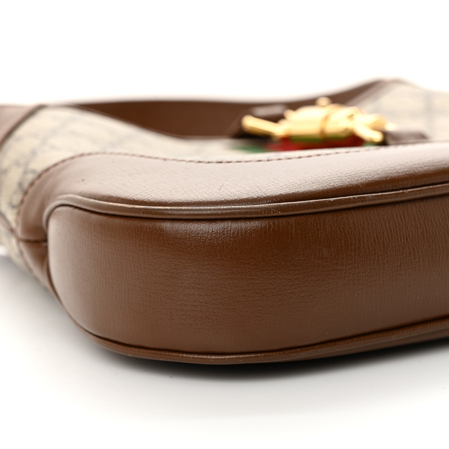Gucci GG Supreme Monogram Azalea Calfskin Web Small Jackie 1961 Hobo Beige Ebony Brown Sugar 8 of 15
