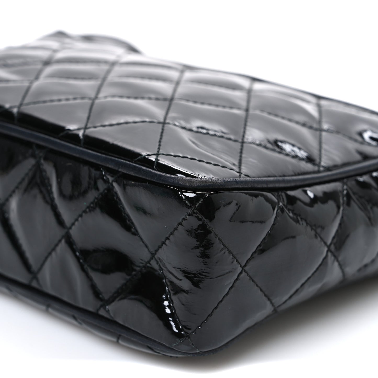 Patent Quilted Tassel Camera Case Black