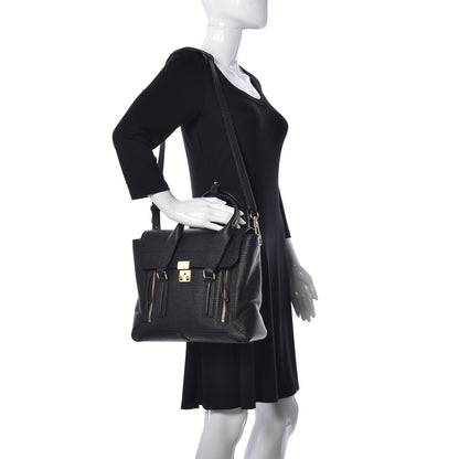 3.1 Phillip Lim Textured Calfskin Medium Pashli Satchel Black 2 of 9