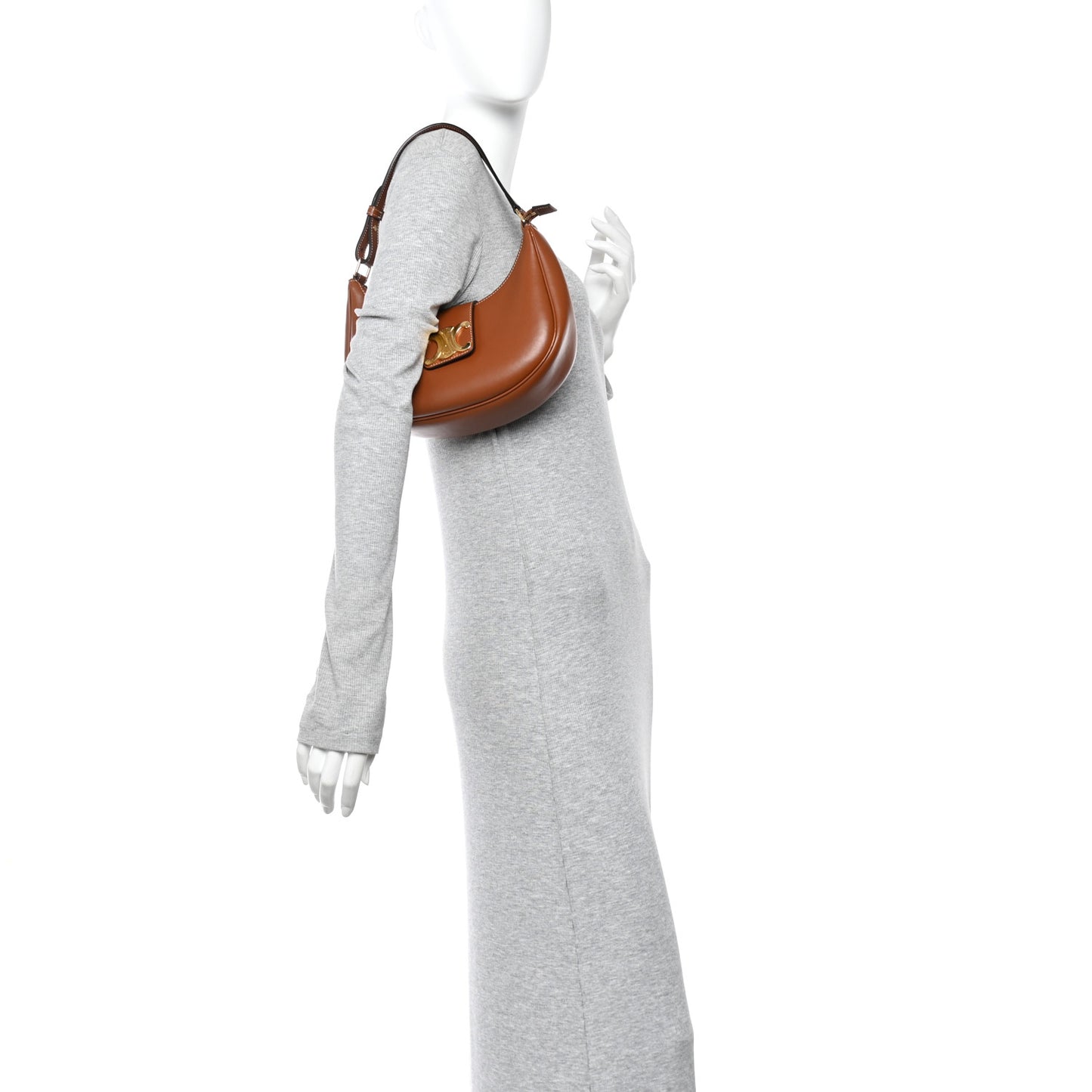 Smooth Calfskin Medium Strap Ava Triomphe Shoulder Bag Tan