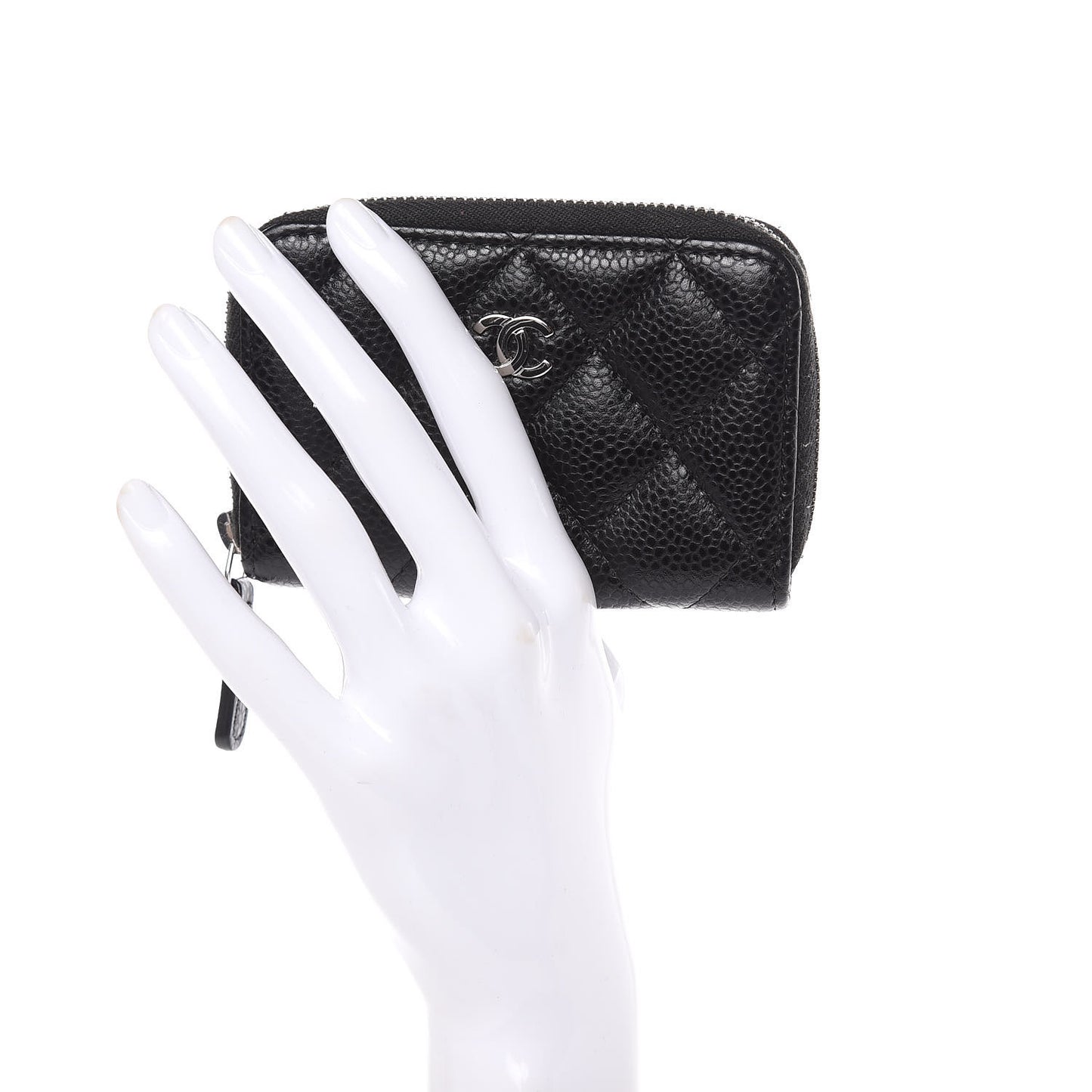 Caviar Quilted Zip Coin Purse Black