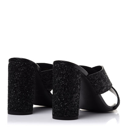 Saint Laurent Glitter LouLou 70 Mule Sandals 38.5 Black 4 of 9