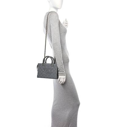 Chanel Calfskin Quilted Studded Square Vanity Case Grey 2 of 11