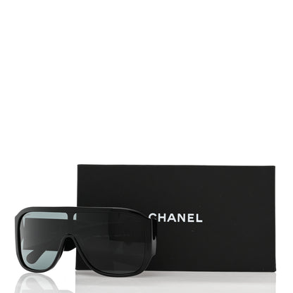 Chanel Acetate Crystal CC Shield Sunglasses 5466-B-A Black 8 of 8