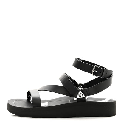 Hermes Calfskin Womens Galaxy Chypre Sandals 41 Black 1 of 8