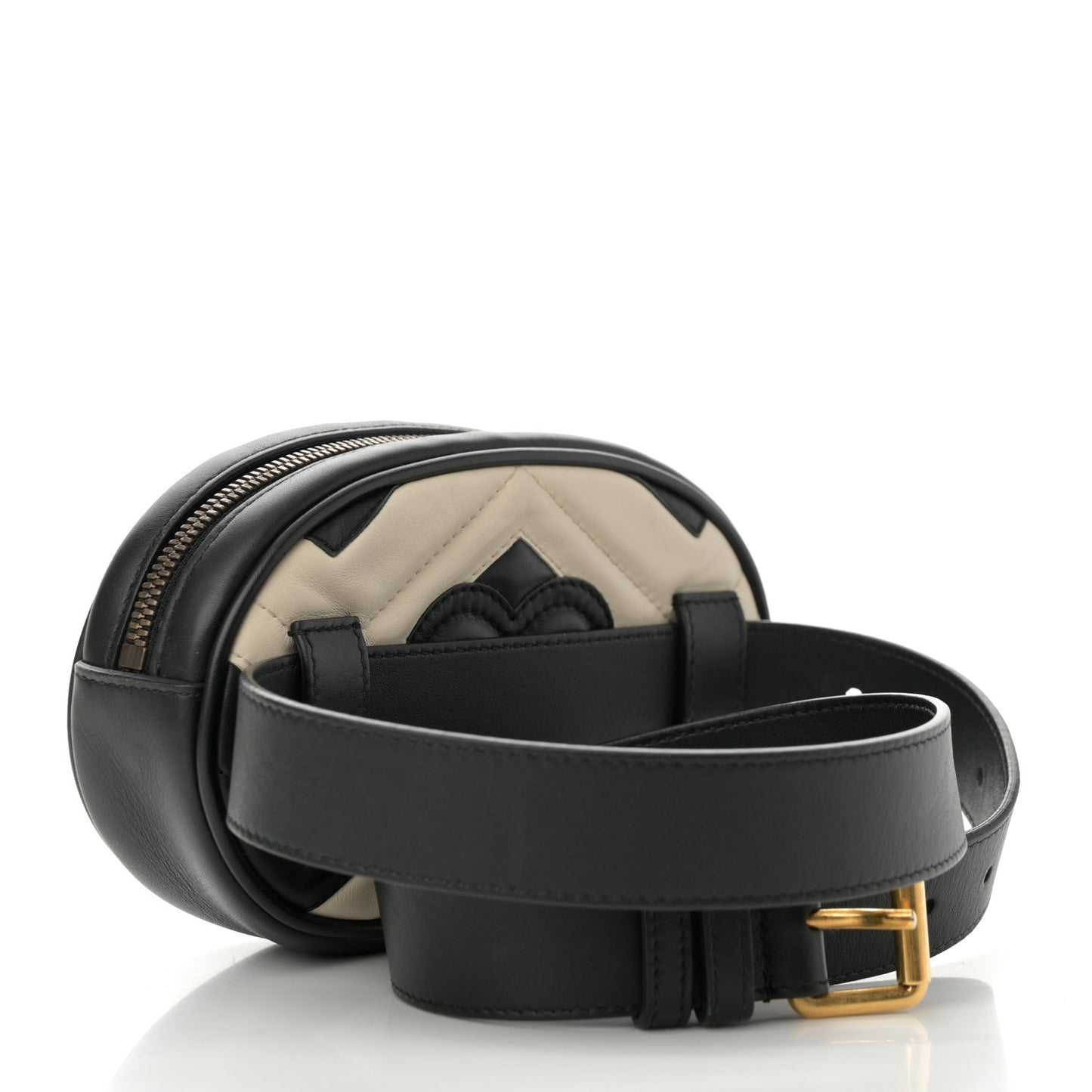 Calfskin Matelasse GG Marmont Belt Bag 85 34 Black White