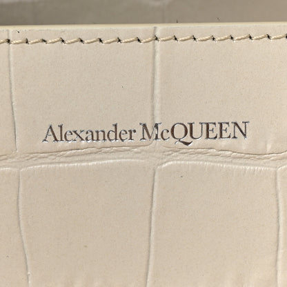 Alexander McQueen Shiny Calfskin Crocodile Embossed Knuckle Jeweled Crossbody White 6 of 12