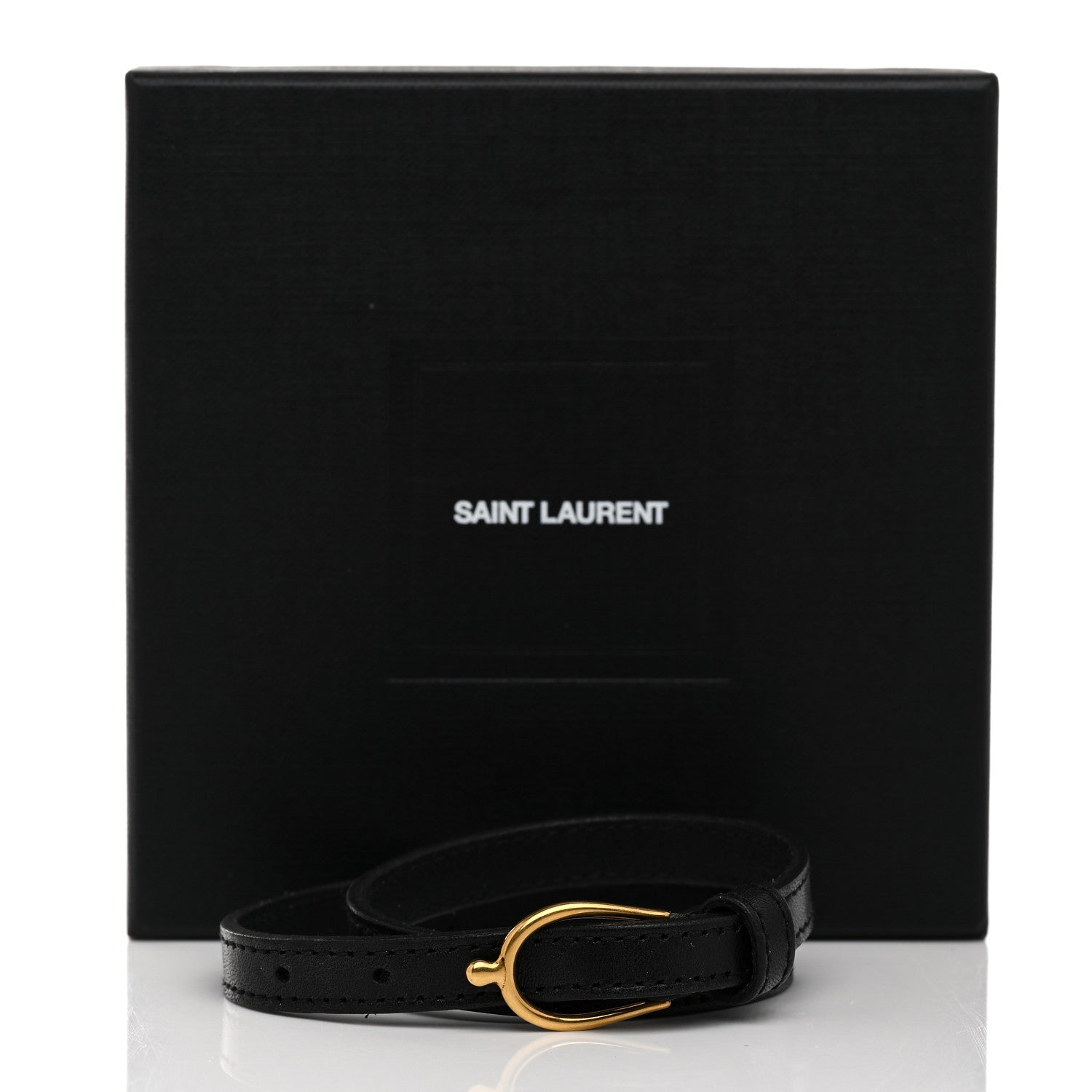 Saint Laurent Leather Lucky Bone Double Wrap Bracelet Black 9 of 9