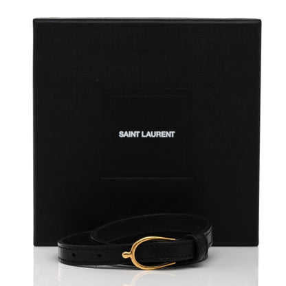 Saint Laurent Leather Lucky Bone Double Wrap Bracelet Black 9 of 9