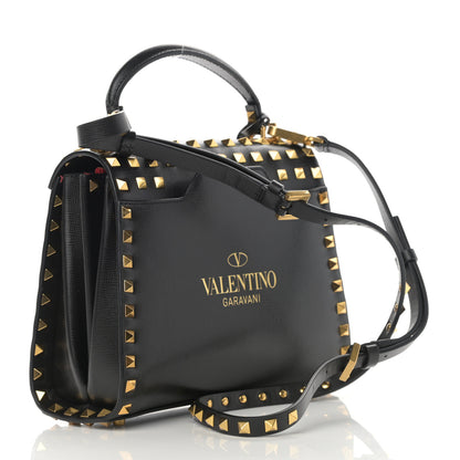 Valentino Garavani Grainy Calfskin Small Rockstud Allover Alcove Top-Handle Flap Bag Black 2 of 10