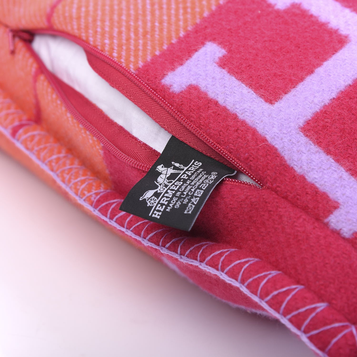 Hermes Wool Cashmere Avalon III Pillow PM Fuchsia Geranium 4 of 5