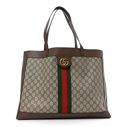 Gucci GG Supreme Monogram Web Ophidia Tote Brown 1 of 12