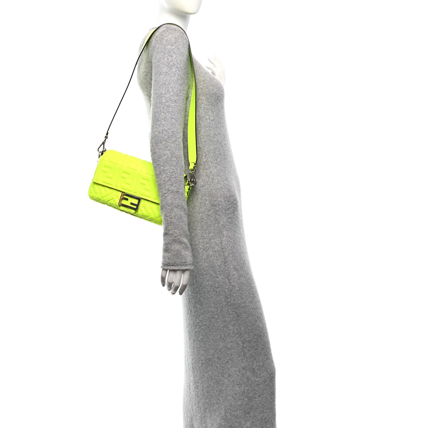 X MARC JACOBS Nappa FF 1974 Embossed Baguette Yellow Fluo