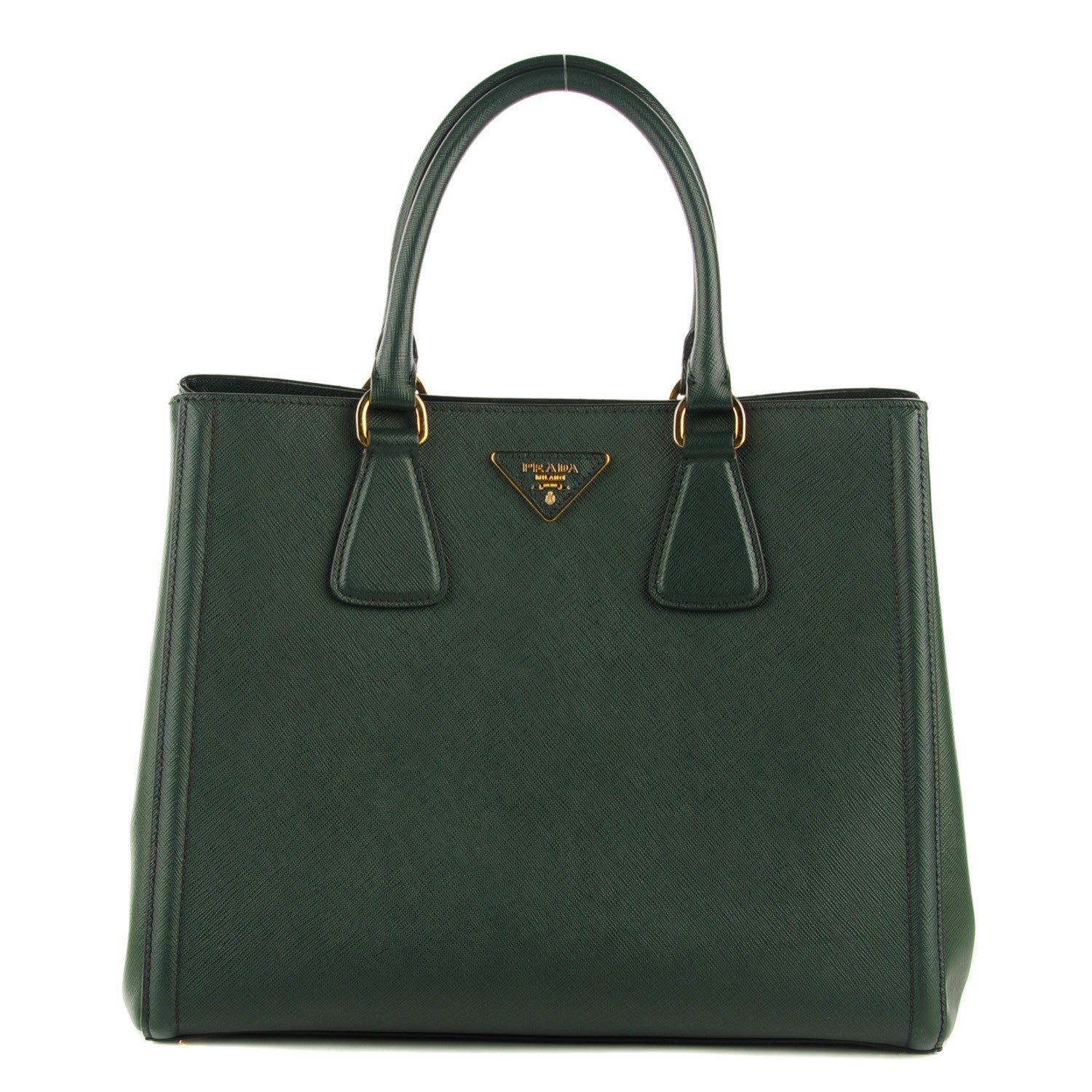Prada Saffiano Lux Bi-Color Tote Smeraldo 1 of 8