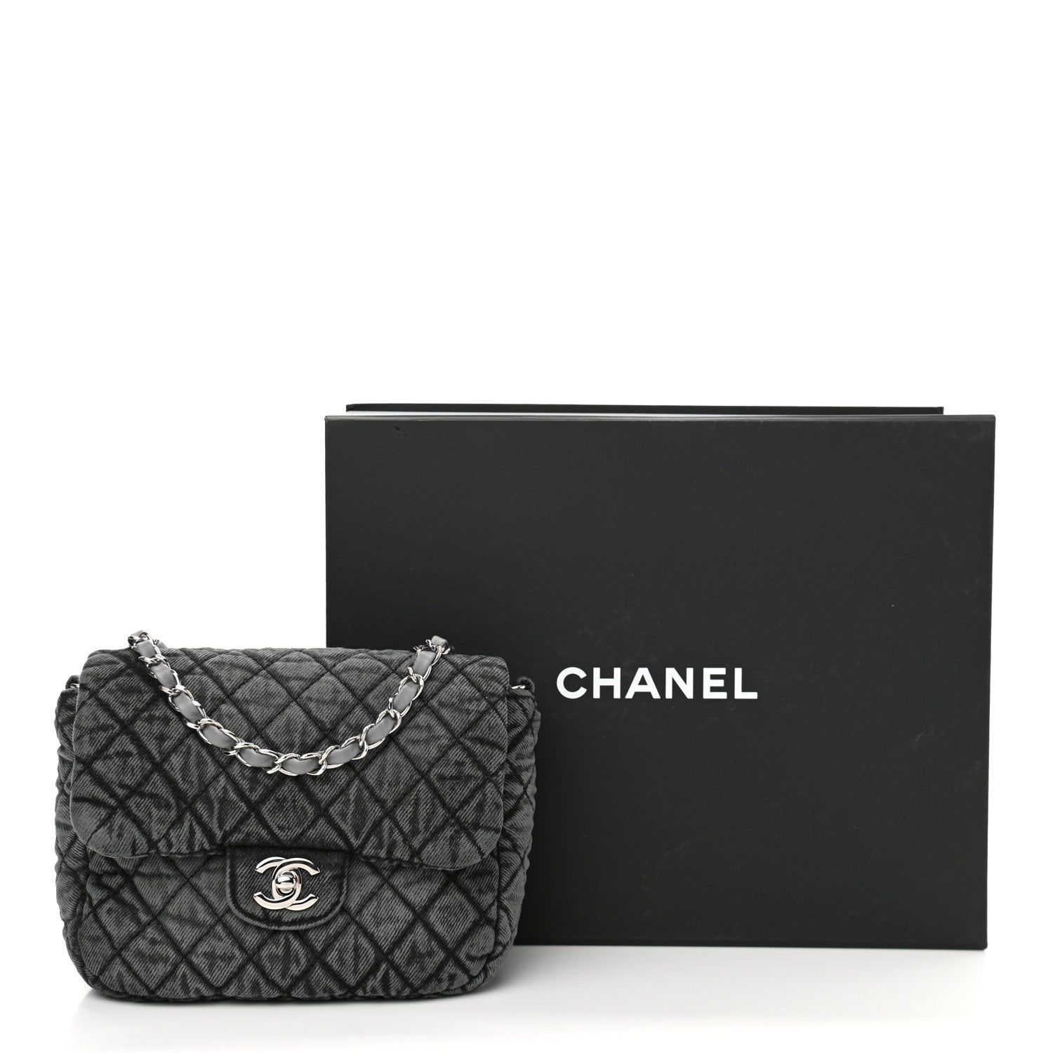 Chanel Washed Denim Quilted Small Denimpression Flap Grey Black 11 of 11