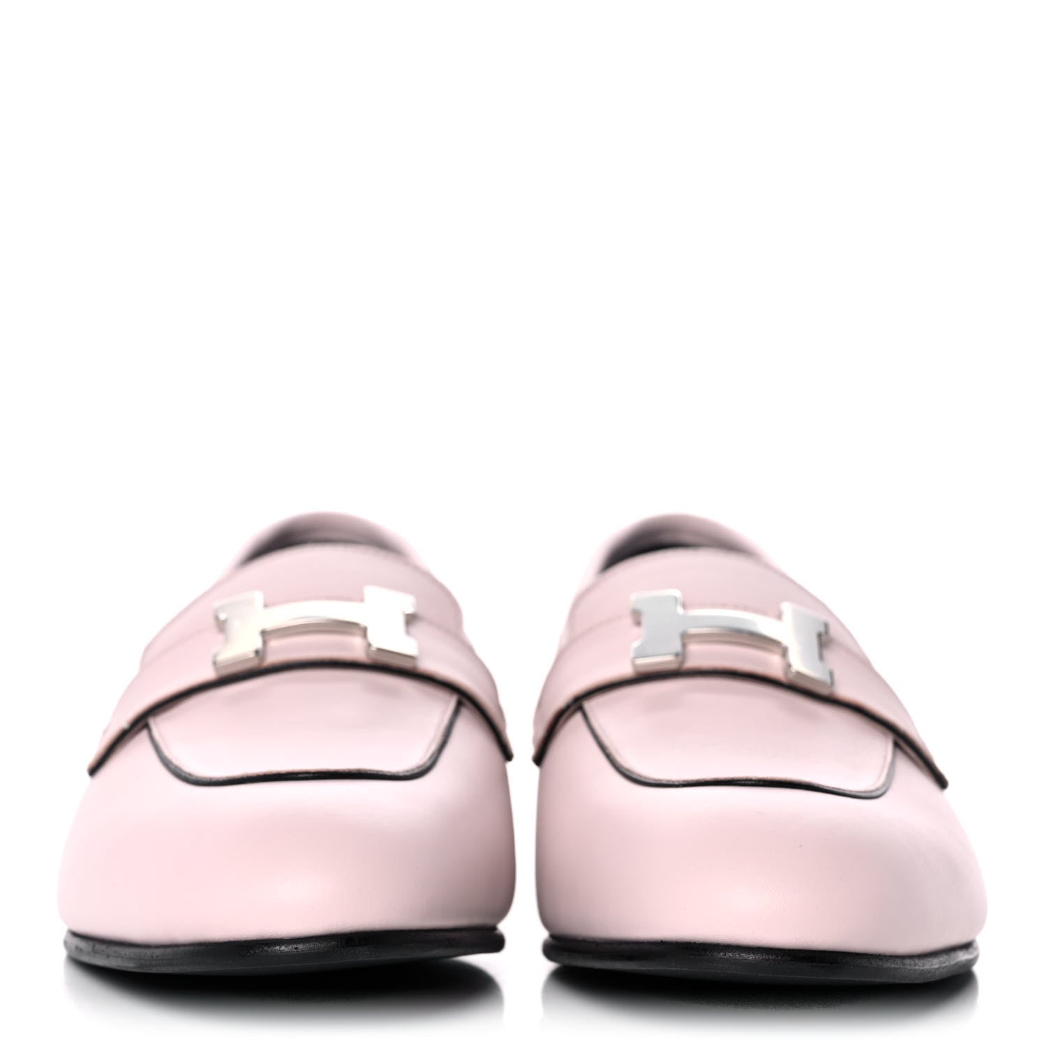 Hermes Calfskin Womens Paris Loafers 37.5 Rose Petale 2 of 9