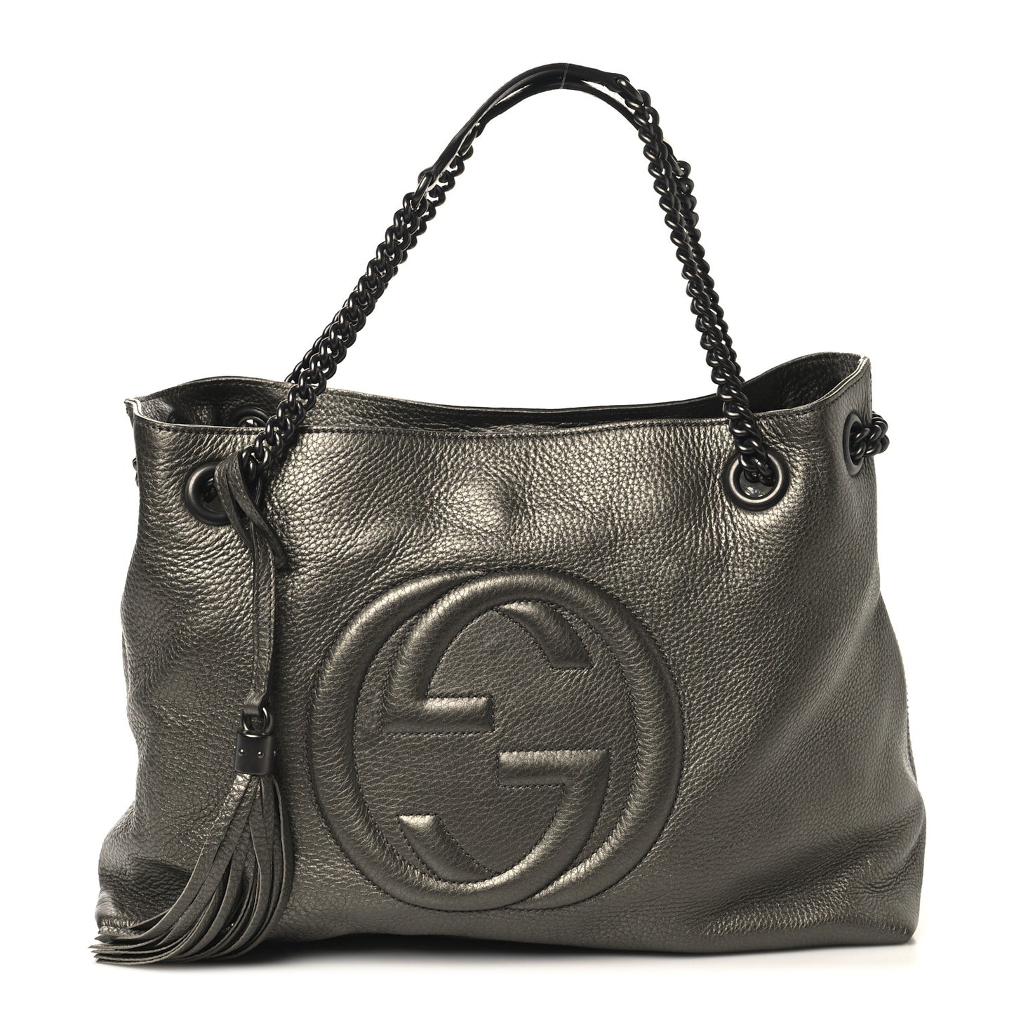 Metallic Pebbled Calfskin Medium Soho Chain Shoulder Bag Sasso
