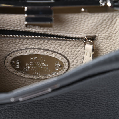 Fendi Cuoio Romano Selleria Bi-Color Mini Peekaboo Iconic Satchel Asfalto Latte 8 of 10