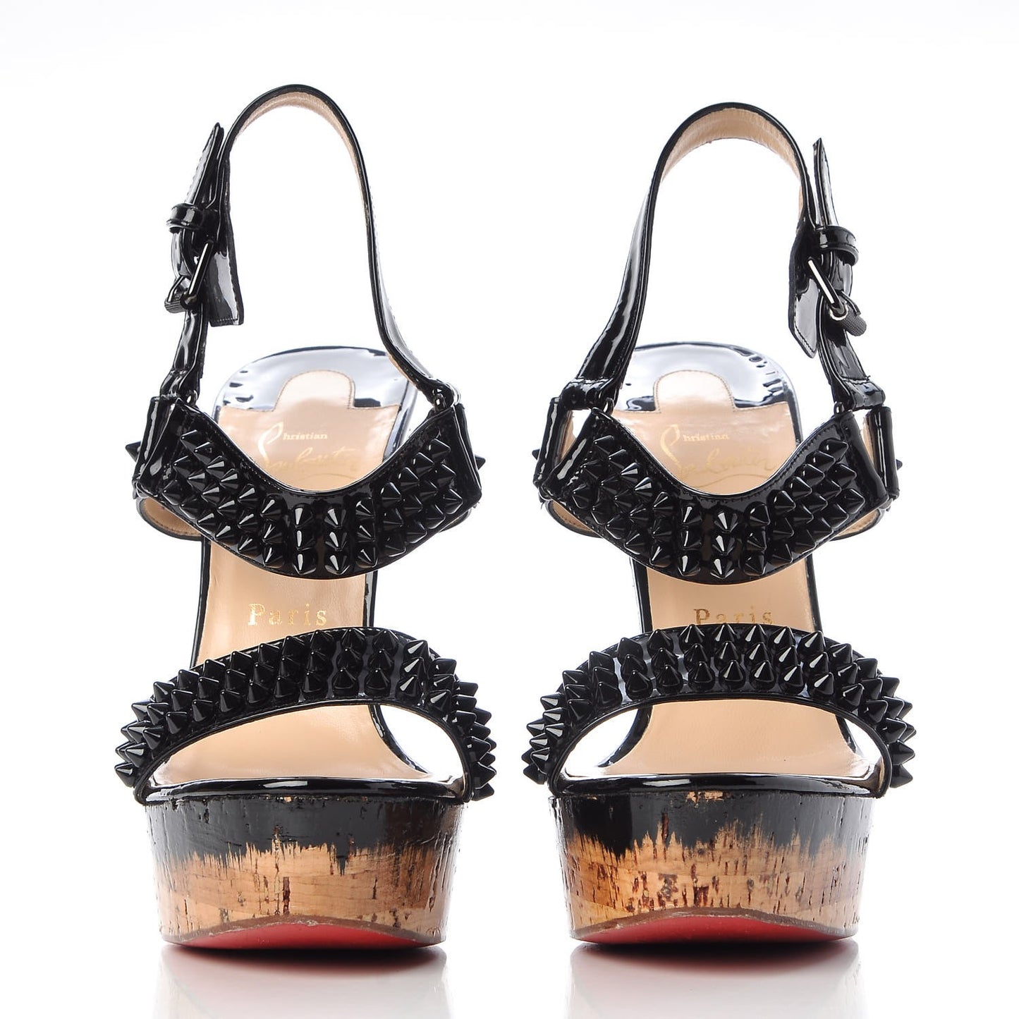 Patent Barboullaga 140 Spikes Cork Wedges 39 Black