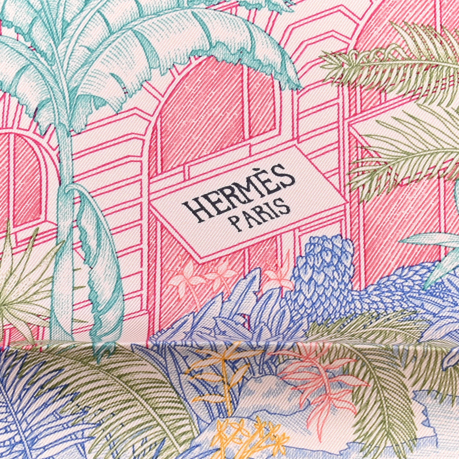 Hermes Silk Faubourg Tropical Scarf 90 Rose The Bleu Jean 2 of 6