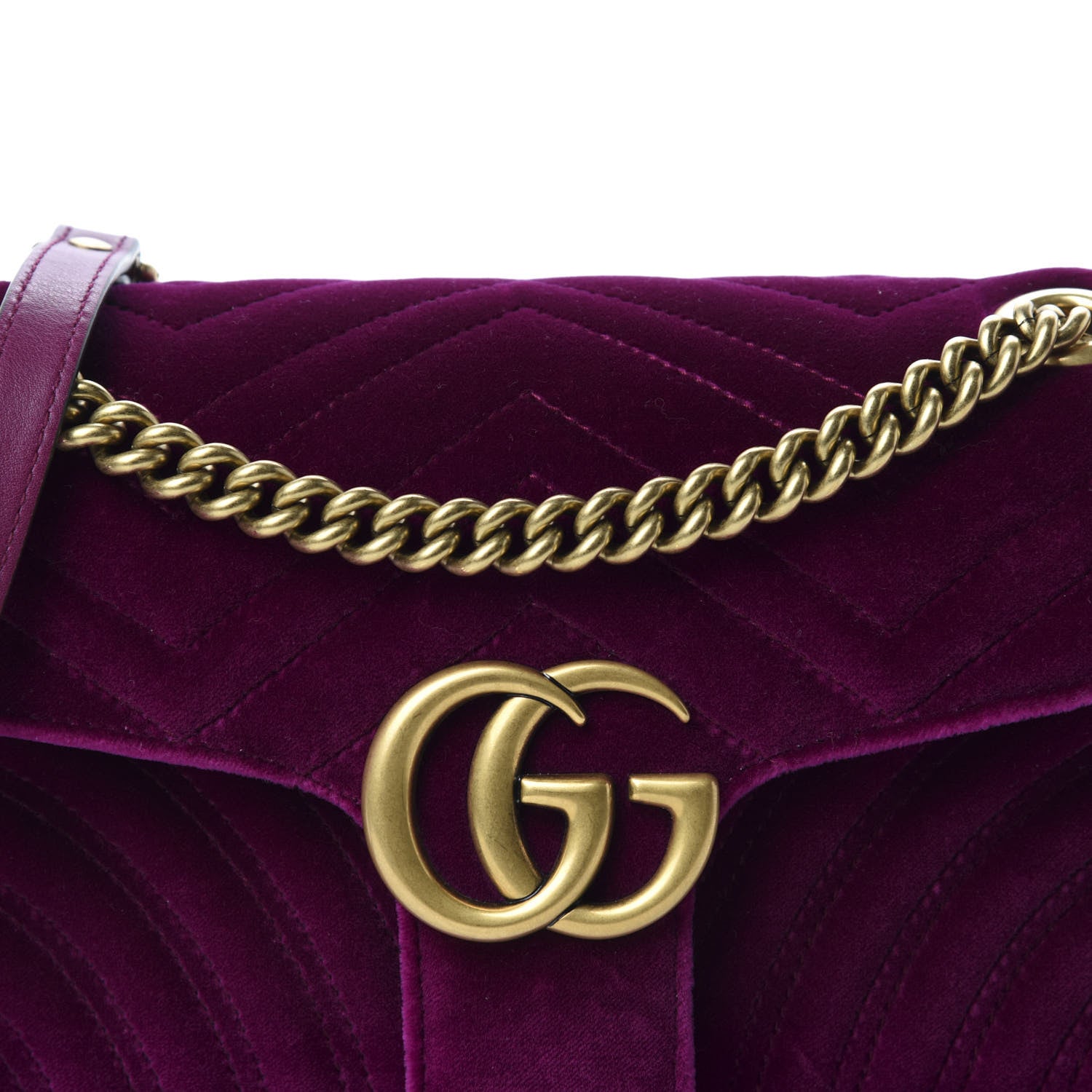 Gucci Velvet Matelasse Small GG Marmont Shoulder Bag Fuchsia Violet Cyclamen 10 of 10