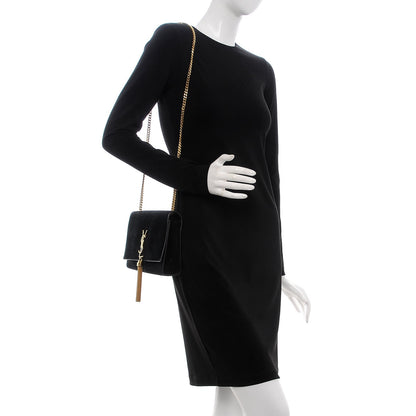 Saint Laurent Suede Medium Classic Monogram Kate Tassel Satchel Black 2 of 9