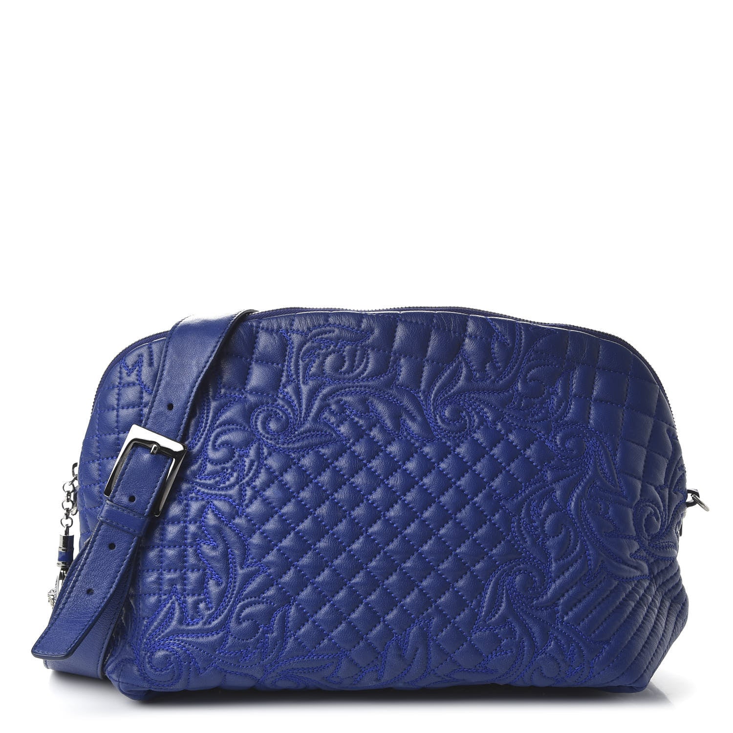 Versace Nappa Barocco Quilted Shoulder Bag Blue 1 of 9